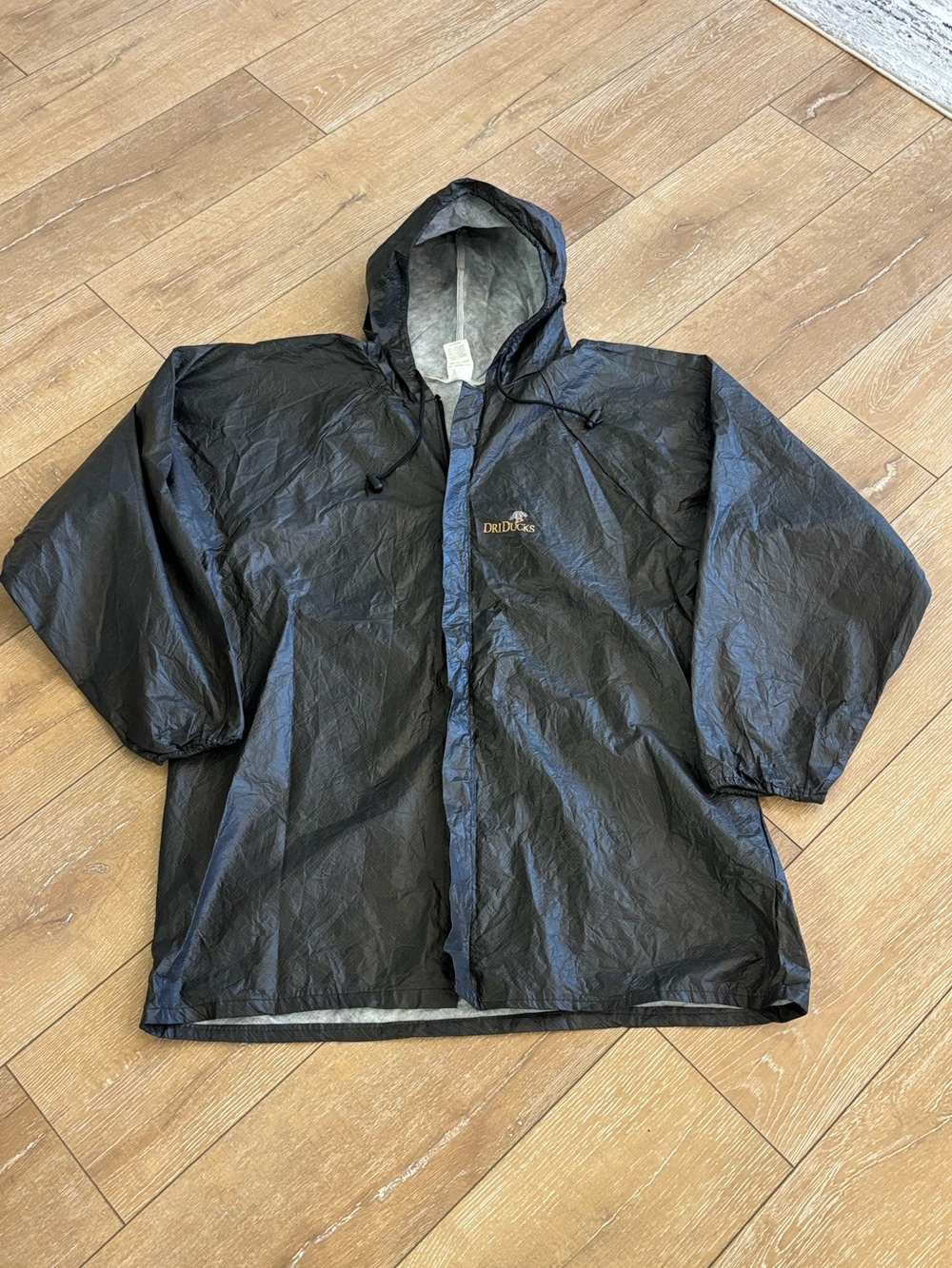 Dri‎ Duck Waterproof Hooded Rain Jacket Black Packable Lightweight XL